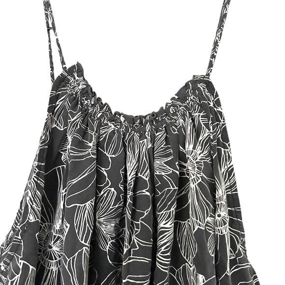 Unsubscribed Silk Floral Dress Maxi Halter White Grey Medium - Picture 4 of 8